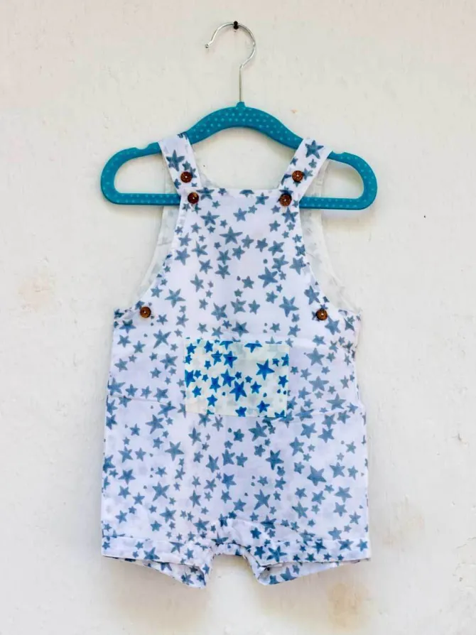 Starry Night Organic Cotton Block Printed Dungarees