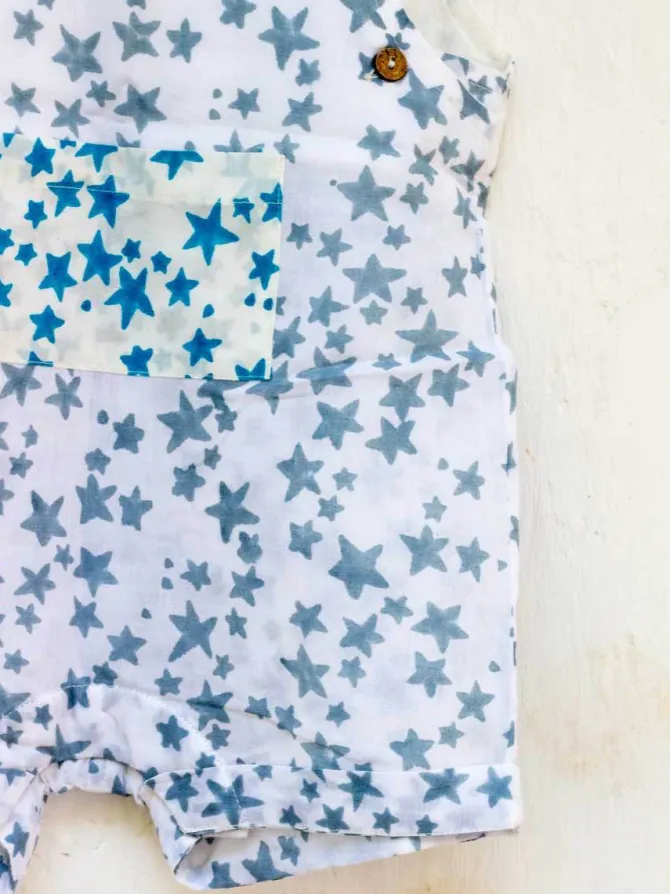 Starry Night Organic Cotton Block Printed Dungarees