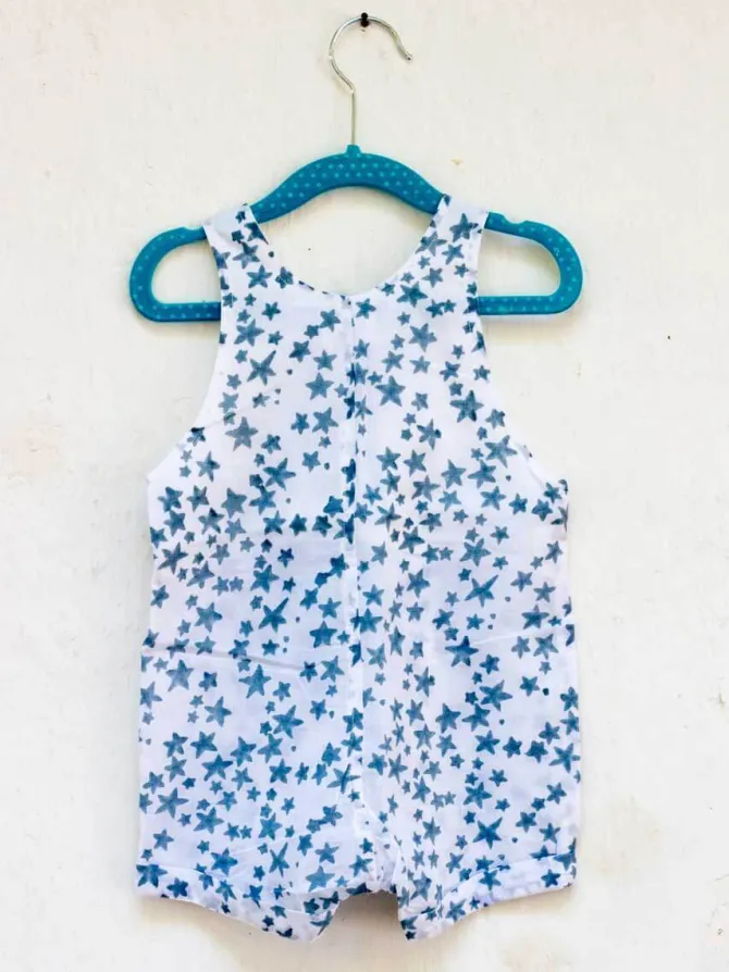 Starry Night Organic Cotton Block Printed Dungarees
