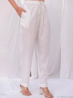 Summer White Slub Trousers
