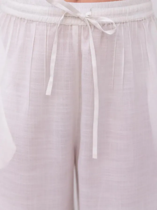 Summer White Slub Trousers