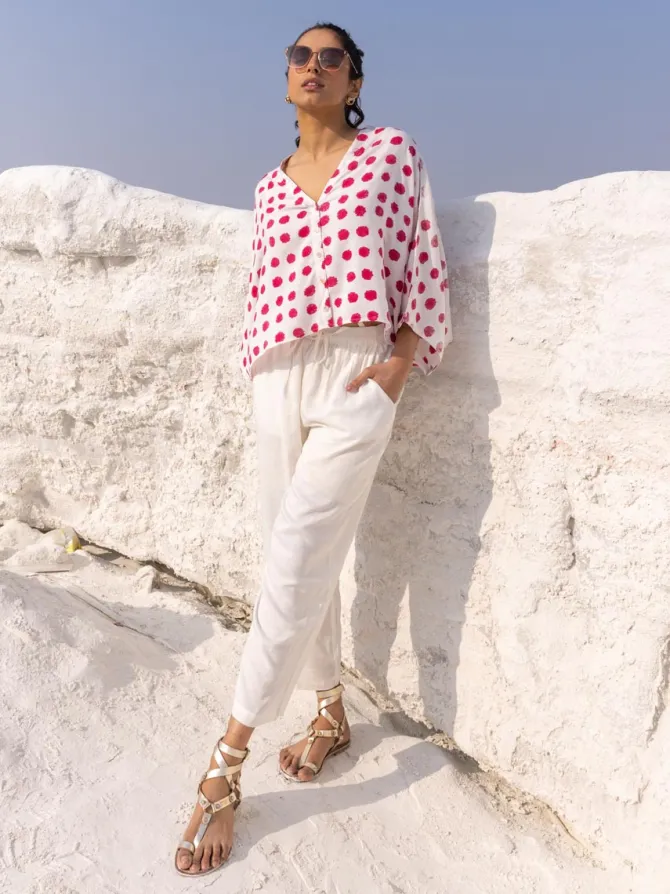 Summer White Slub Trousers