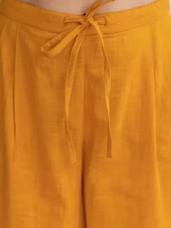Sunset Yellow Cotton Slub Palazzo Pants