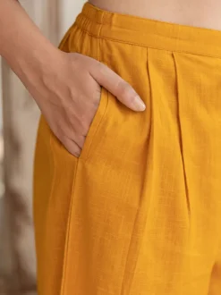Sunset Yellow Cotton Slub Palazzo Pants