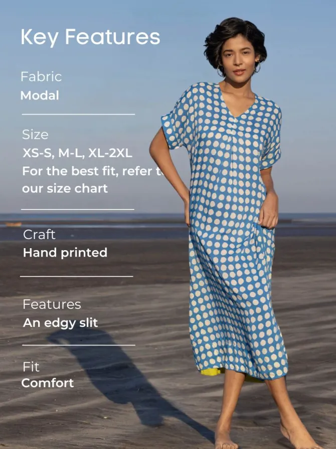 Tamara Blue Polka Kaftan