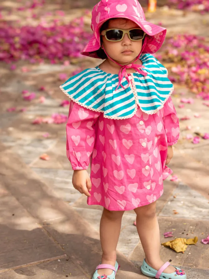 Te Amo Organic Cotton Block Printed Dress