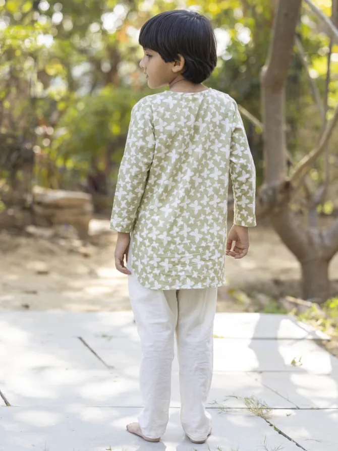 Tejas Organic Cotton Hand Printed Long Kurta