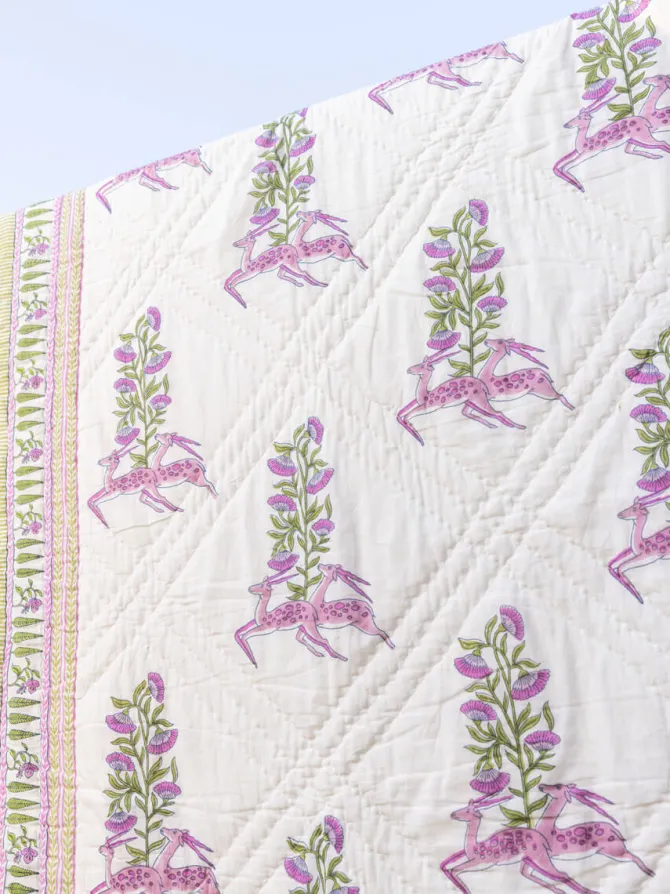 The Great Indian Stag Block Printed Cotton Quilt