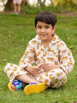 Tiger My Friend Block Printed Cotton Pyjama Set
