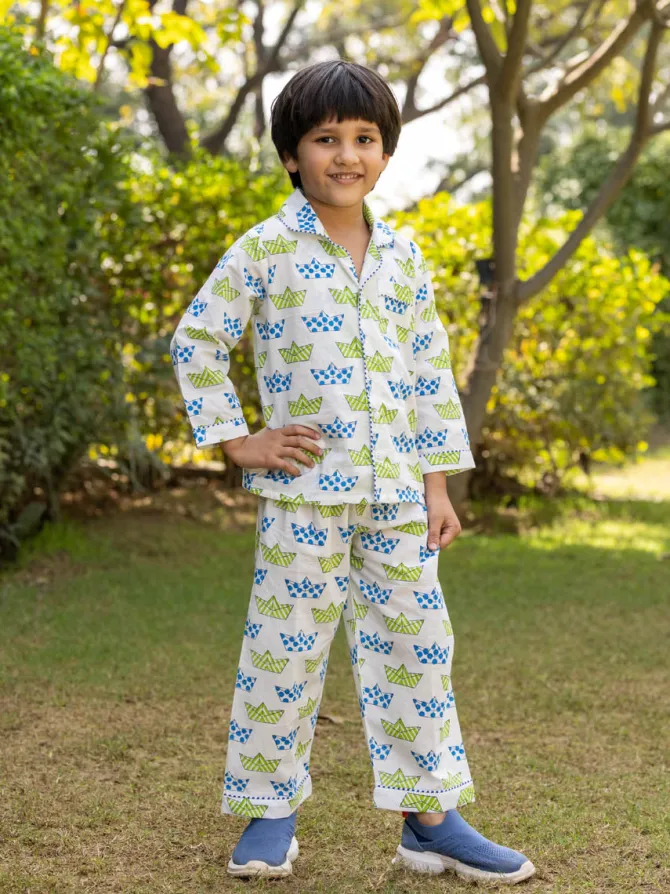Tintin Organic Cotton Block Printed Pyjama Set