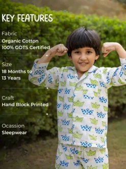 Tintin Organic Cotton Block Printed Pyjama Set