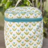 Tiny Tulip Block Printed Cotton Travel Vanity Case