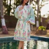 Tota Rani Block Printed Waffle Cotton Bath Robe