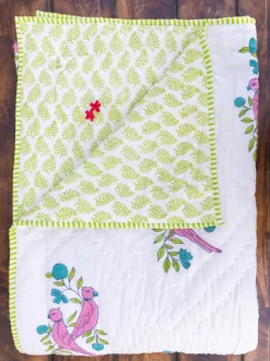 Tota Rani Hand Block Printed Cotton Quilt for Infants