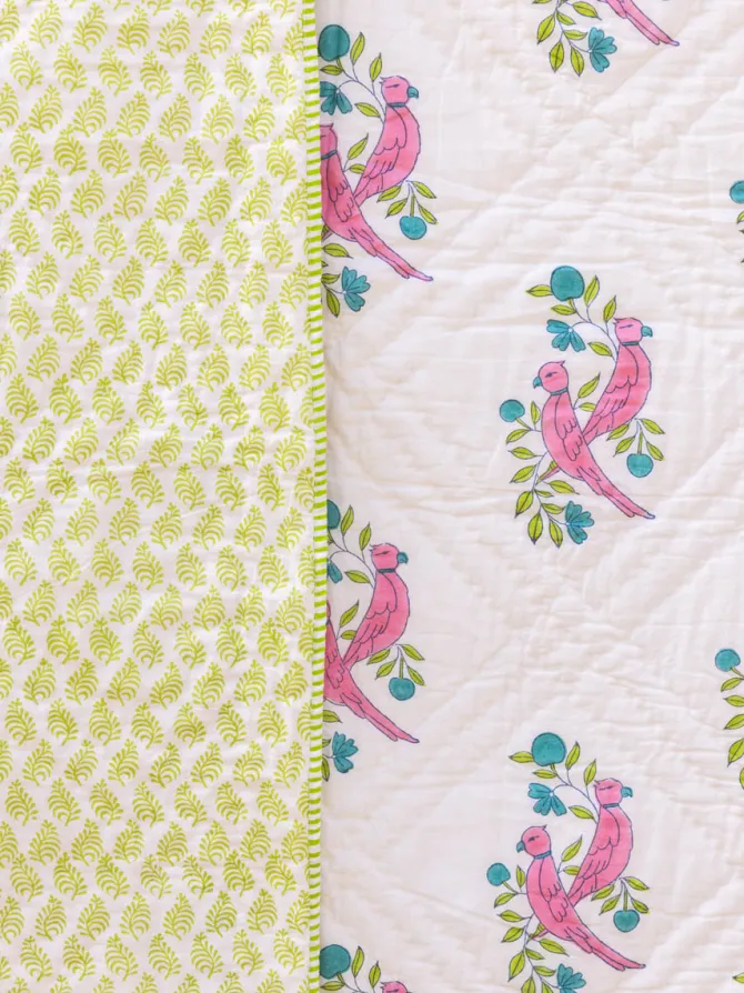 Tota Rani Hand Block Printed Cotton Quilt