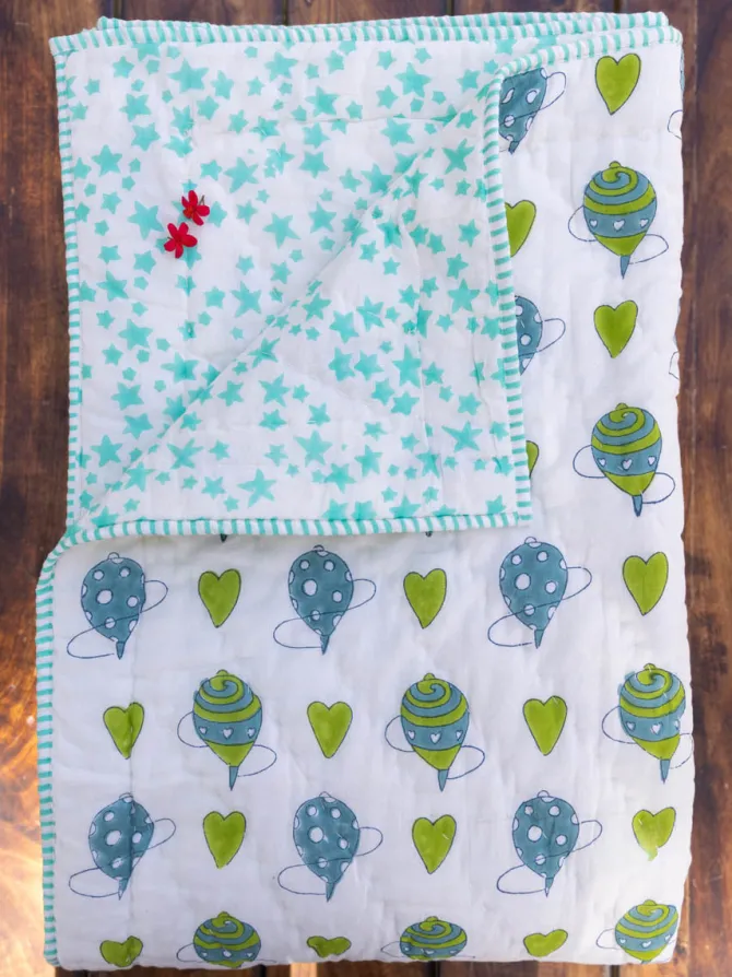 Toy Story Hand Block Printed Cotton Quilt