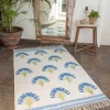 Travelers Palm Block Printed Cotton Dhurrie Rug