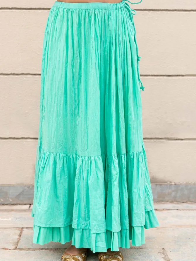 Turquoise Crinkled Skirt