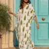 Tuscan Cypress Slub Hand Block Printed Kaftan Kurta