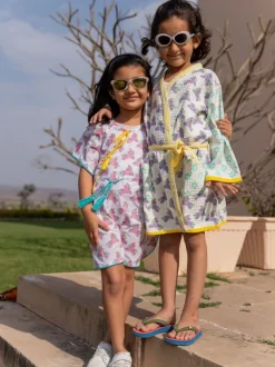 Unicorn Organic Cotton Block Printed Kaftan for Kids