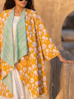 Valley of Flowers Block Printed Waterfall Reversible Shrug