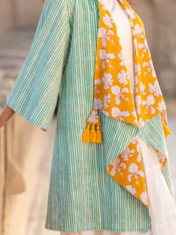Valley of Flowers Block Printed Waterfall Reversible Shrug