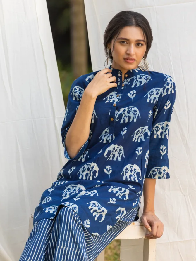 Vasant Indigo Cotton Kurta