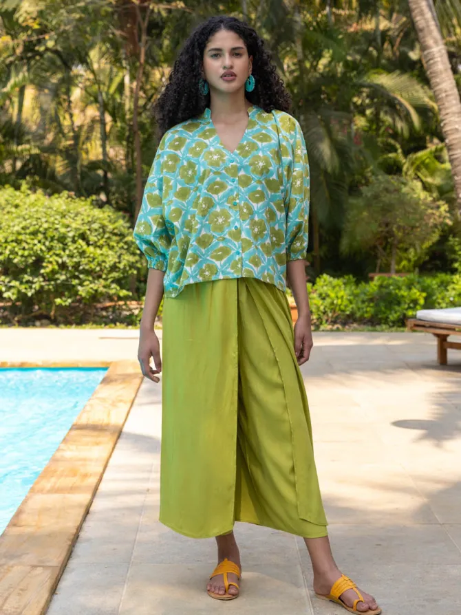 Verdure Cotton Linen Kaftan Top