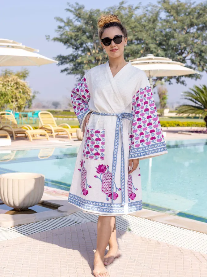 Vriddhi Luxury Block Printed Cotton Bath Robe