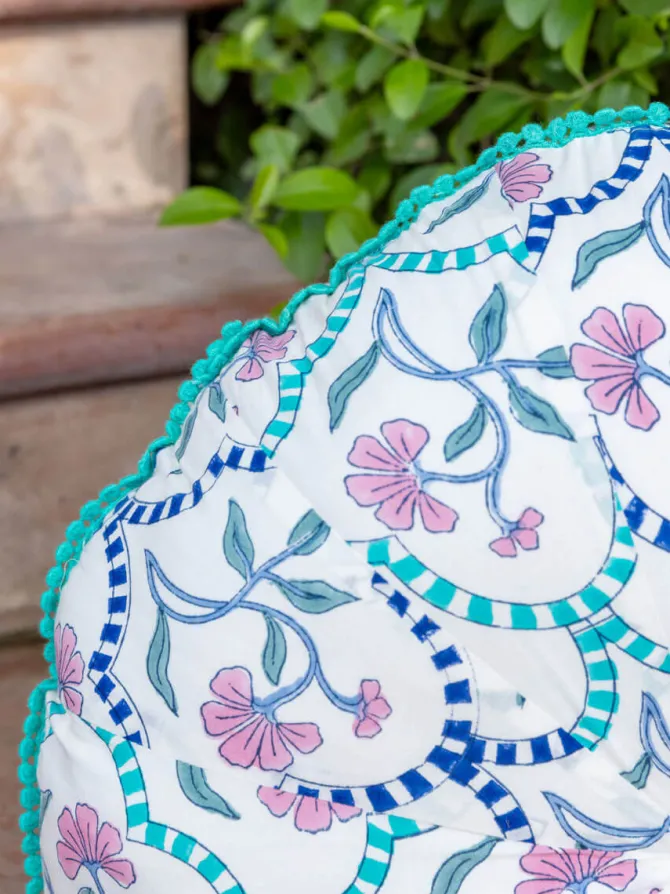 Vyom Block Printed Cotton Pinwheel Cushion With Filler - 16 Inch