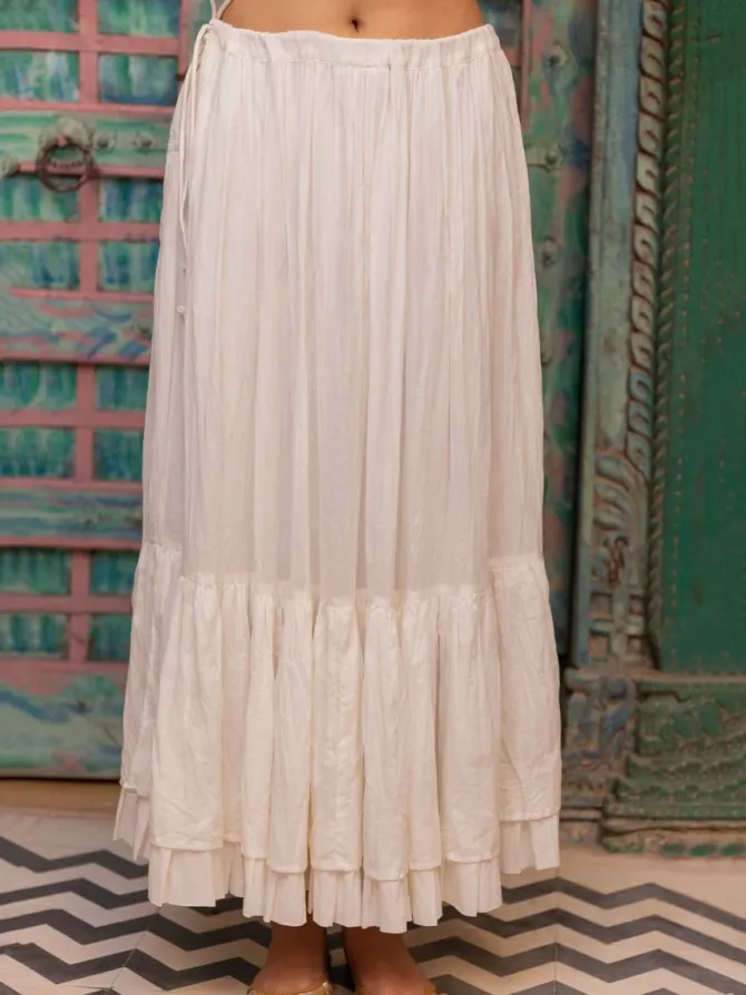 White Crinkled Skirt
