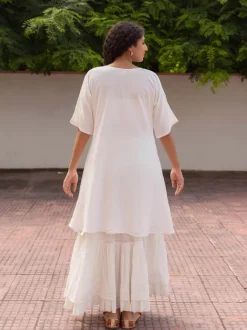 White Viscose Embroidered Kurta