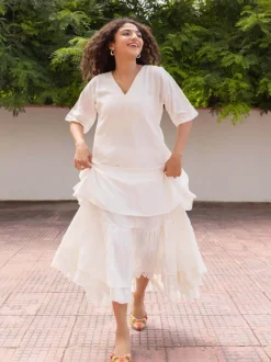 White Viscose Embroidered Kurta