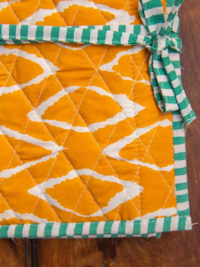 Yellow Ikat Foldable Jewellery Pouch