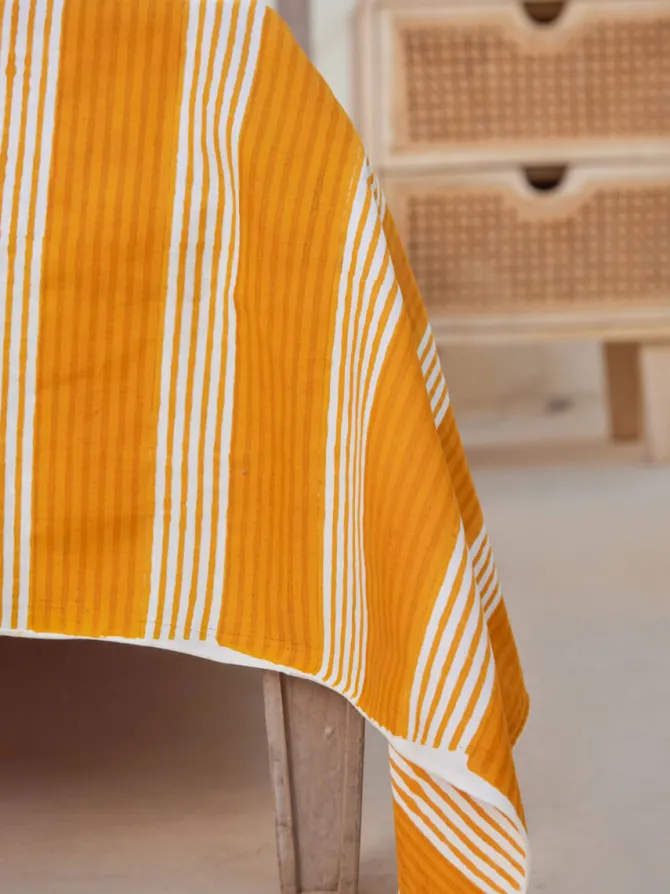Yellow Stripes Cotton Bedsheet