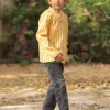 Yellow Stripes Organic Cotton Block Printed Kurta