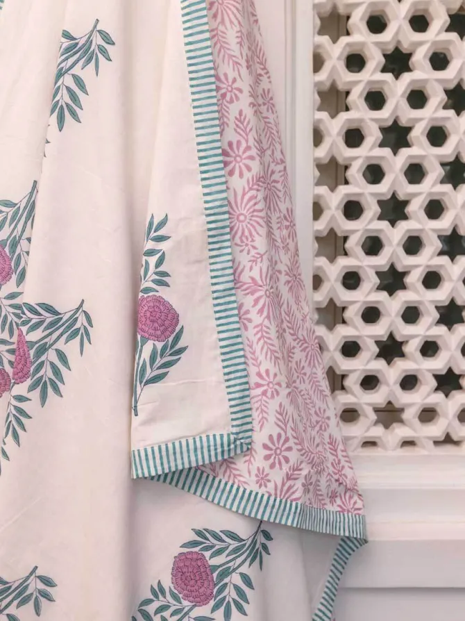 Zeniya Block Printed Cotton Muslin Dohar