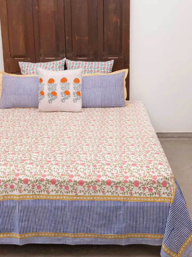 Zeniya Hand Block Printed Cotton Bed Sheet
