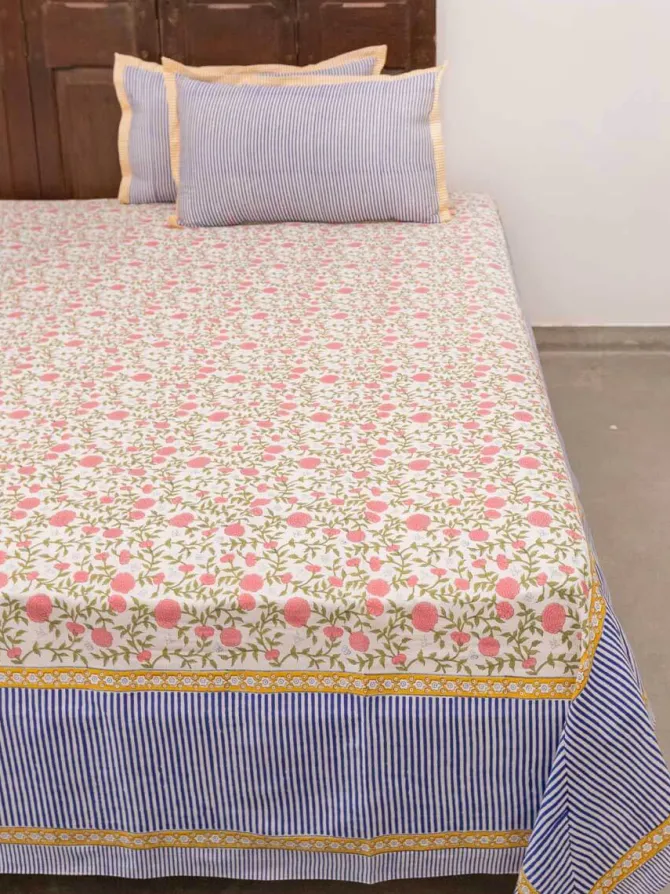 Zeniya Hand Block Printed Cotton Bed Sheet